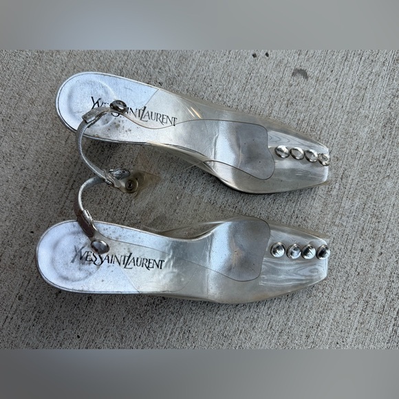 Yves Saint Laurent Cinderella clear heels rhinestones slingback 9 8.5 YSL - Picture 13 of 15